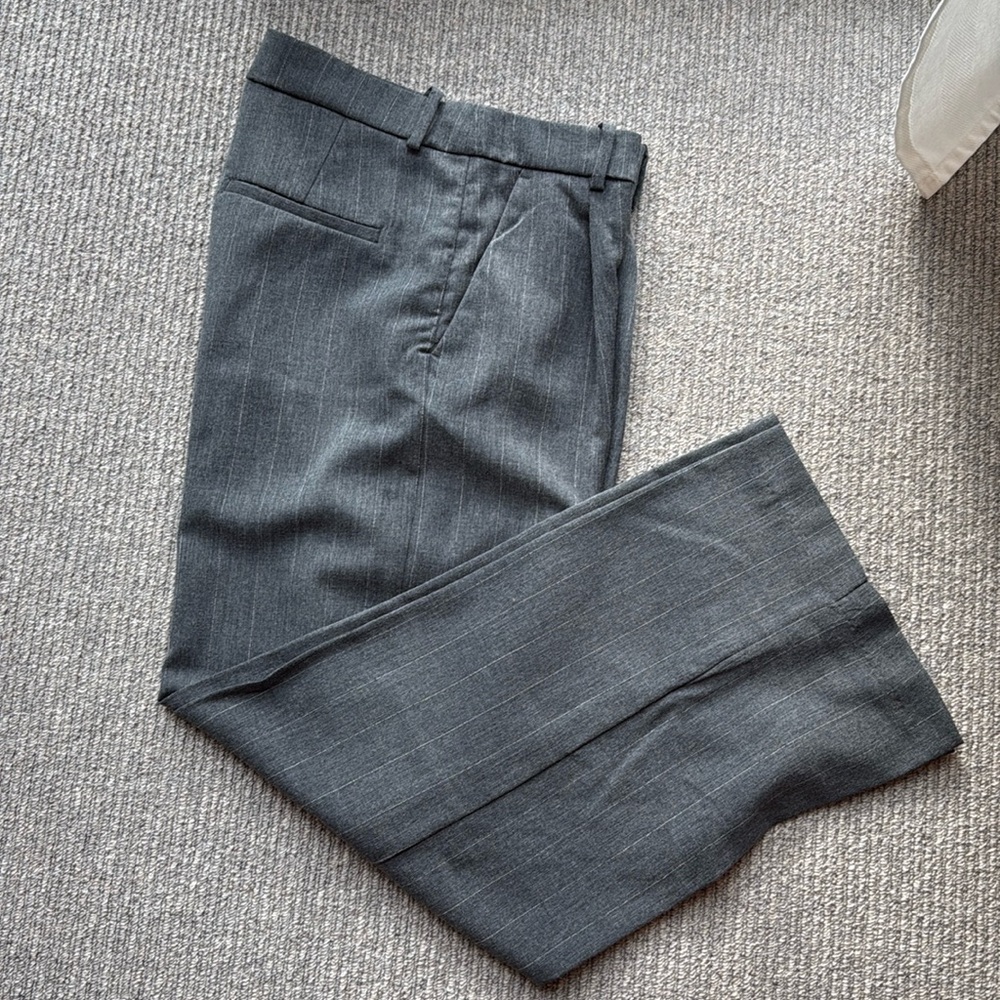 H&M Gray Pinstripe Pleated Trousers